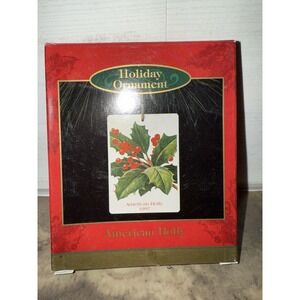 Vintage USPS Ensemble Metal Ornament 1997, American Holly, GUC